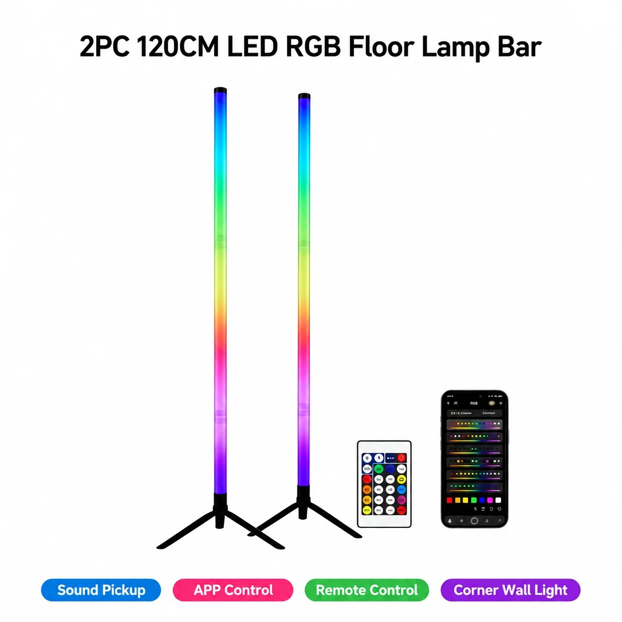 2 Adet 120CM RGB Yer Lambası,  - Esports In Gaming incelemesi ve fiyatı