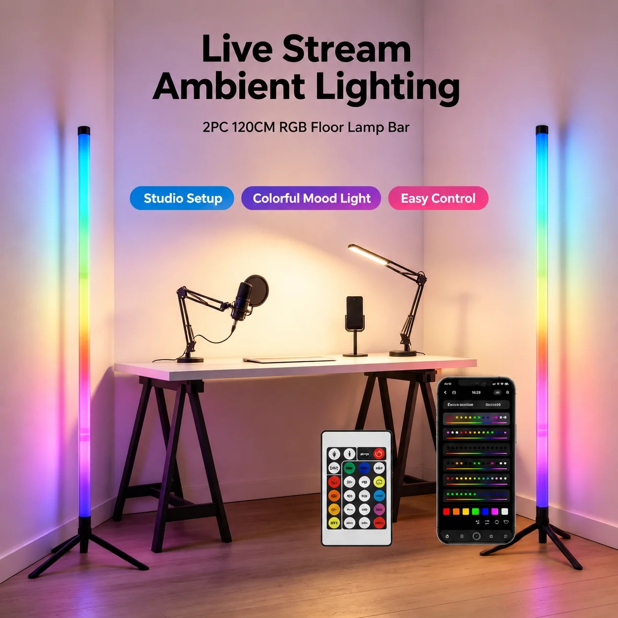 2 Adet 120CM RGB Yer Lambası,  - Esports In Gaming incelemesi ve fiyatı