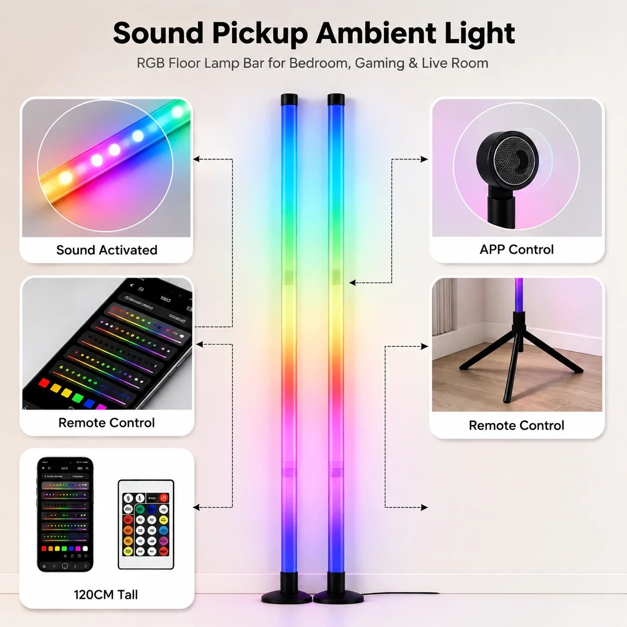 2 Adet 120CM RGB Yer Lambası,  - Esports In Gaming incelemesi ve fiyatı